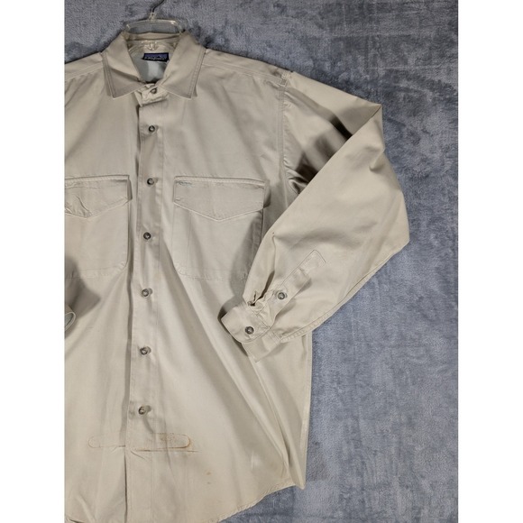 Patagonia Men's Small Tan 100% Cotton Canvas Long Sleeve Button Up Work Shirt - Picture 2 of 12